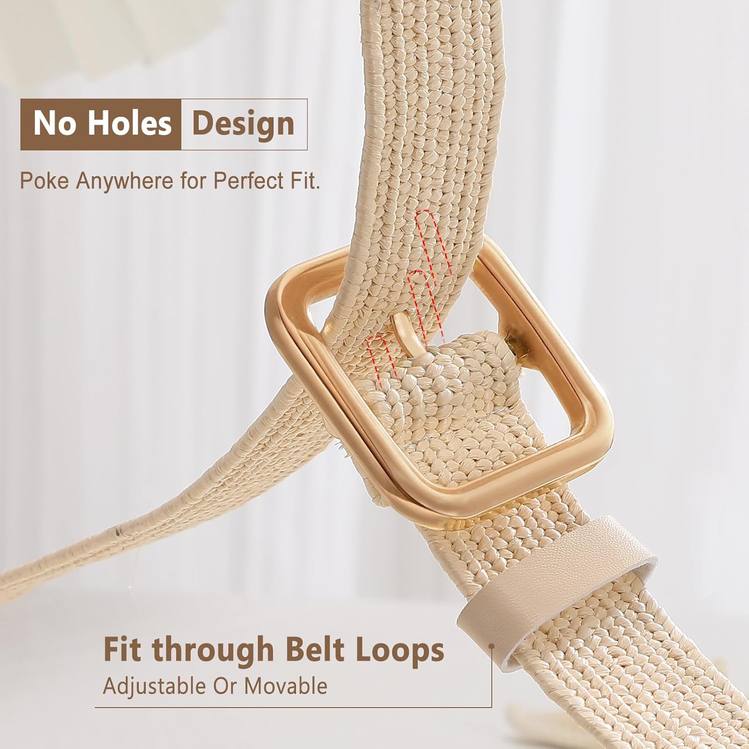 XZQTIVE Woven Stretchy Straw Belt for Women Boho Braided Raffia Waist Belt for Summer Dresses Beach Vacation - Image 2