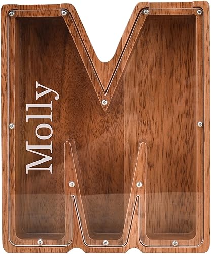 JFLL AlcancĂa de madera grande personalizada (nombre grabado en láser) de 9.1 pulgadas, letras del alfabeto de madera personalizadas, monedero, JFLL AlcancĂa de madera grande personalizada (nombre grabado en láser) de 9.1 pulgadas, letras del alfabeto de madera personalizadas, monedero,