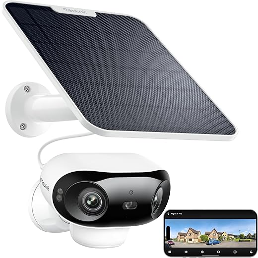 REOLINK Argus 4 Pro 4K Solar Security Cameras Wireless Outdoor, 180° Dual-Lens 8MP Camera for Home Security, ColorX Night Vision, Smart People/Vehicle/Animal Detection, No Subscription, Local Storage