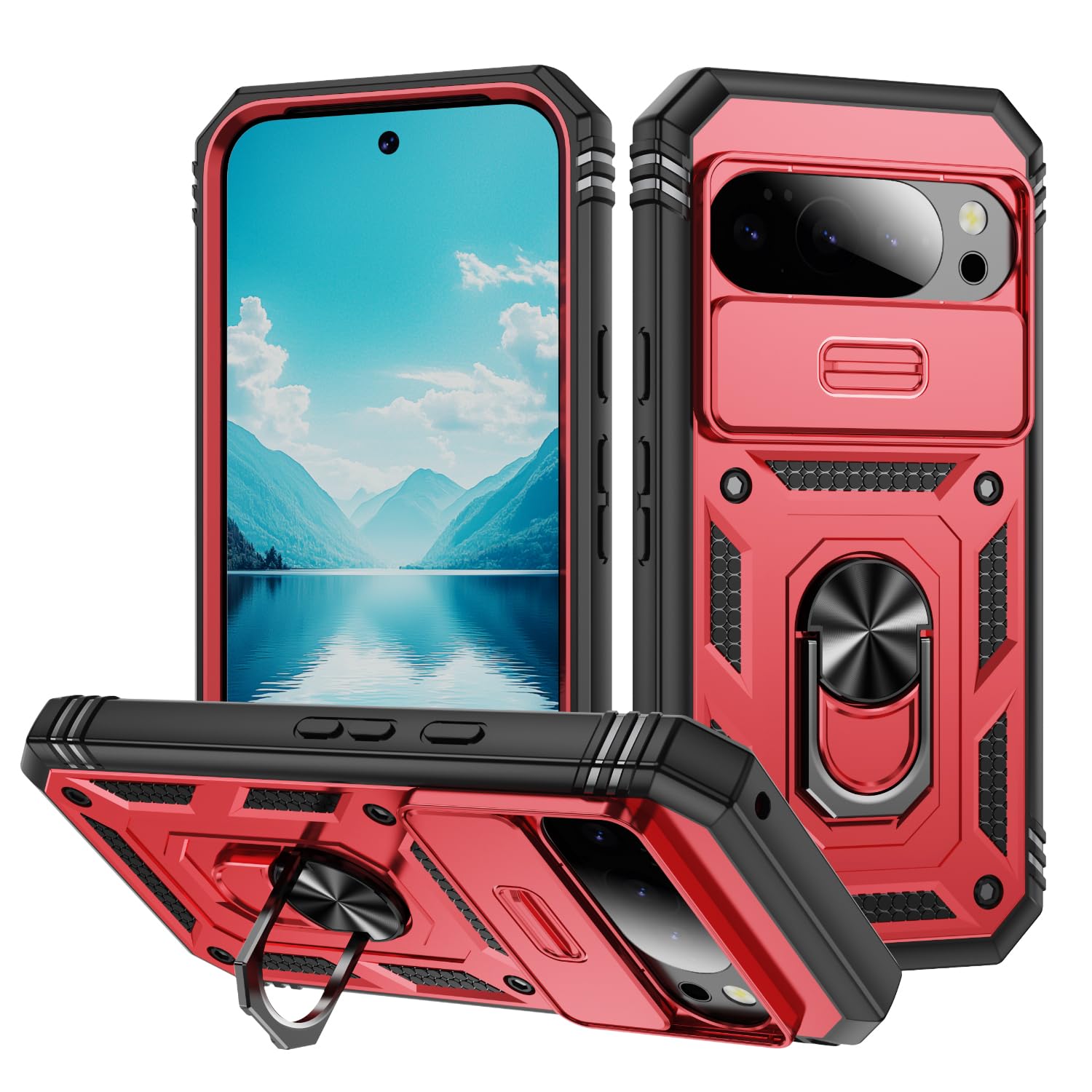 Lunivop Compatible with Google Pixel 10 Pro Case/Pixel 10 Case 360° Metal Rotated Ring Holder Magnetic Kickstand【Camera Protection】 Military - Grade