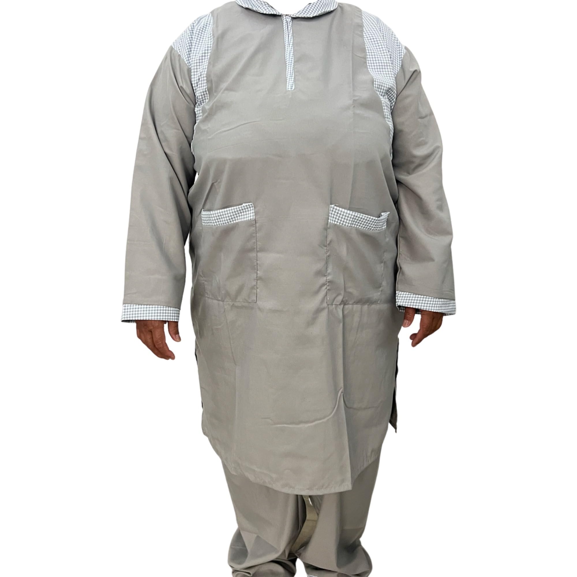 Generic4 XL Oversized Housemaid Maid Nanny Uniform Scrubs Working Uniform Cotton (Grey, 4XL)