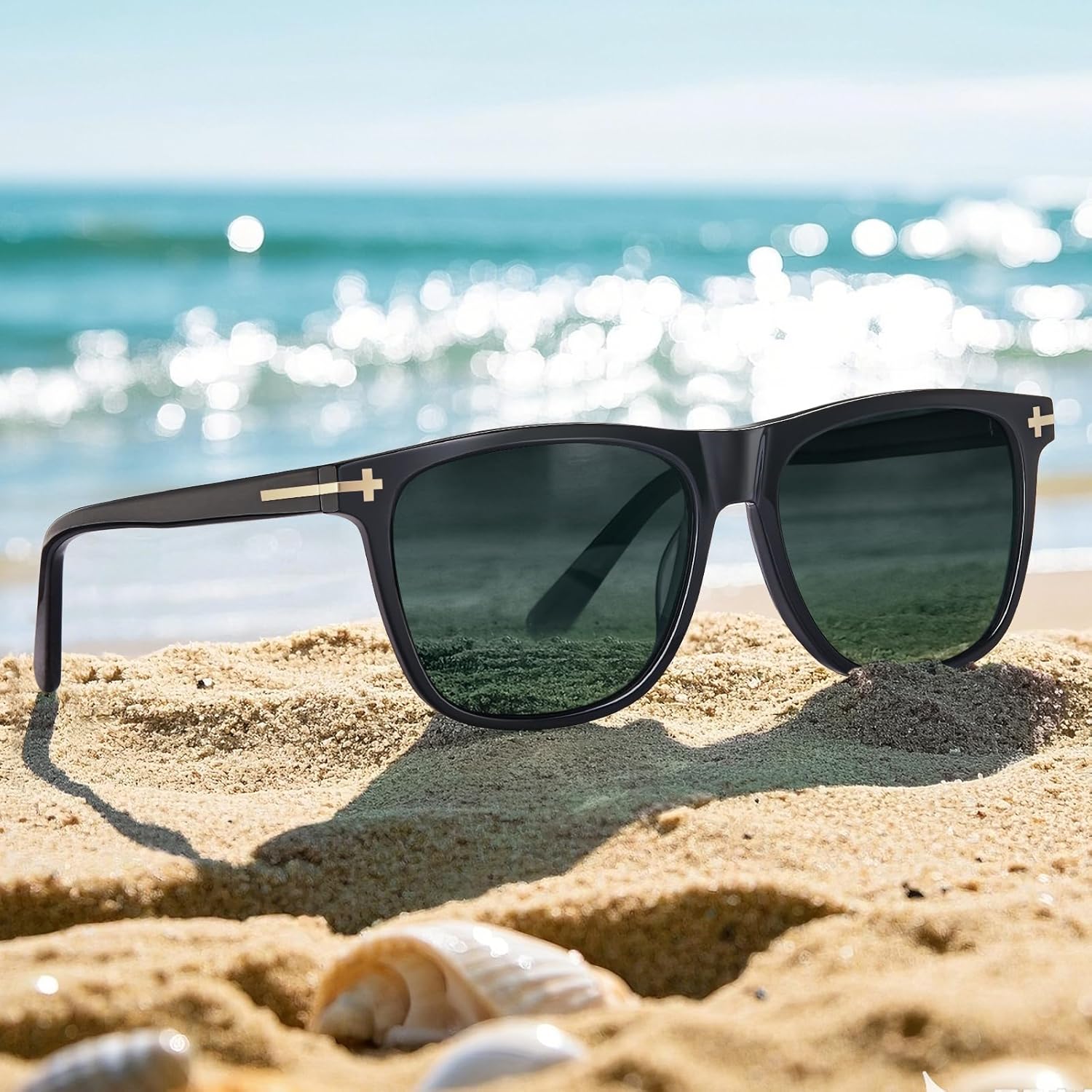 AVAWAY Square Polarized Sunglasses for Men - UV400 Protection Retro Fashion Acetate Driving Shades - Image 3