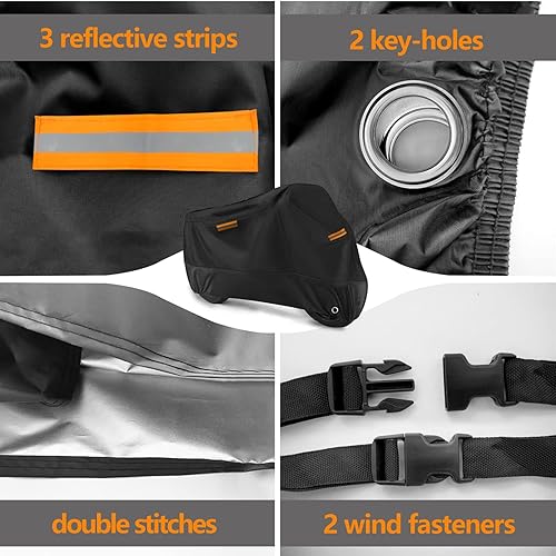 Miniatura 4 de ROMGTNN Funda universal para motocicleta, impermeable, para almacenamiento al aire libre, protección exterior, para todo tipo de clima, lluvia,