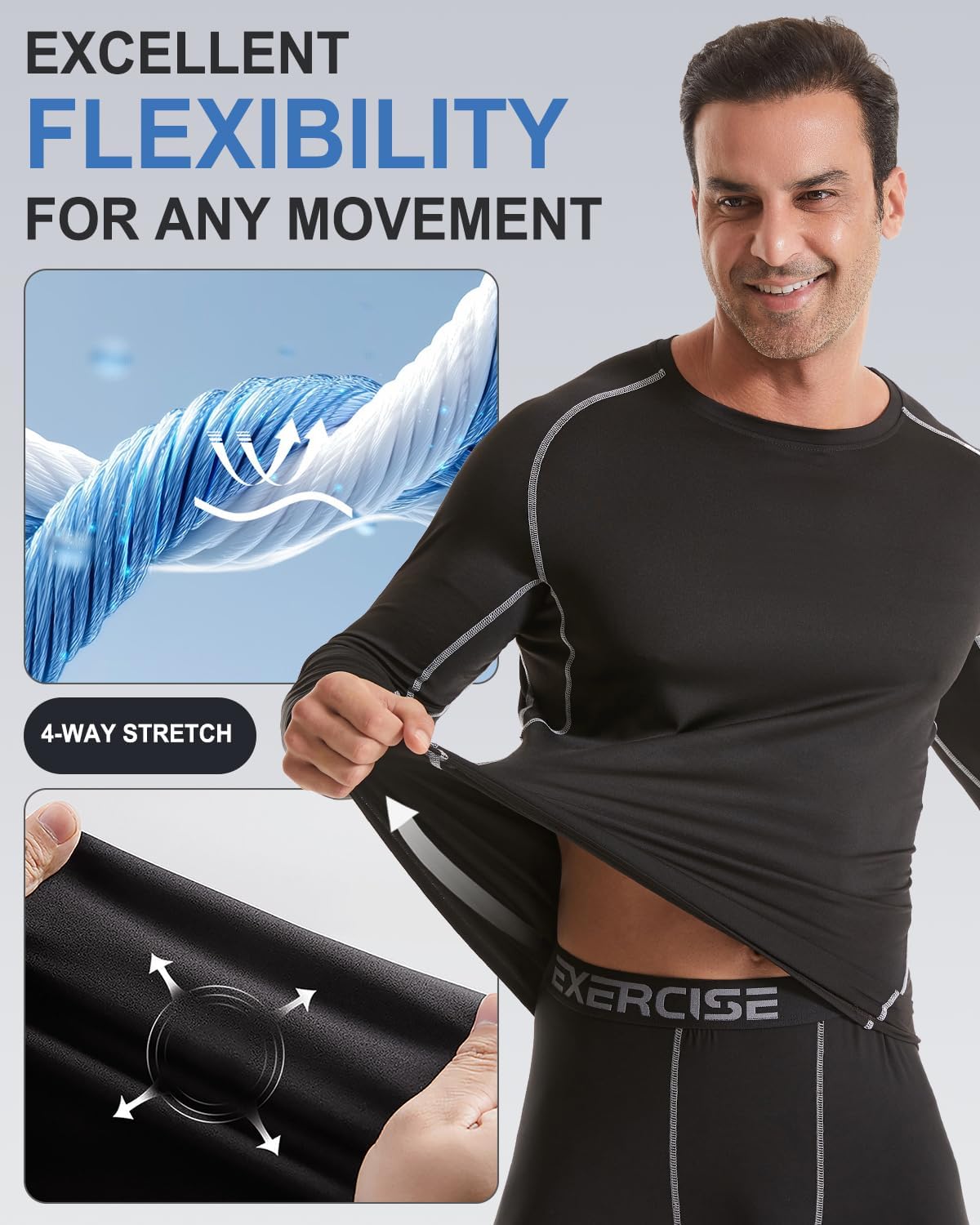 4 Pack Men's Thermal Compression Shirts, Fleece Lined Long Sleeve Athletic Undershirt Winter Gear Baselayer - Image 6