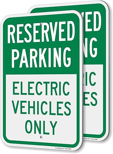 Miniatura 9 de SmartSign Letrero de metal con texto en inglés "Reserved Parking - Electric Vehicles Only" de 18 x 12 pulgadas, aluminio de 63 mil, verde y blanco