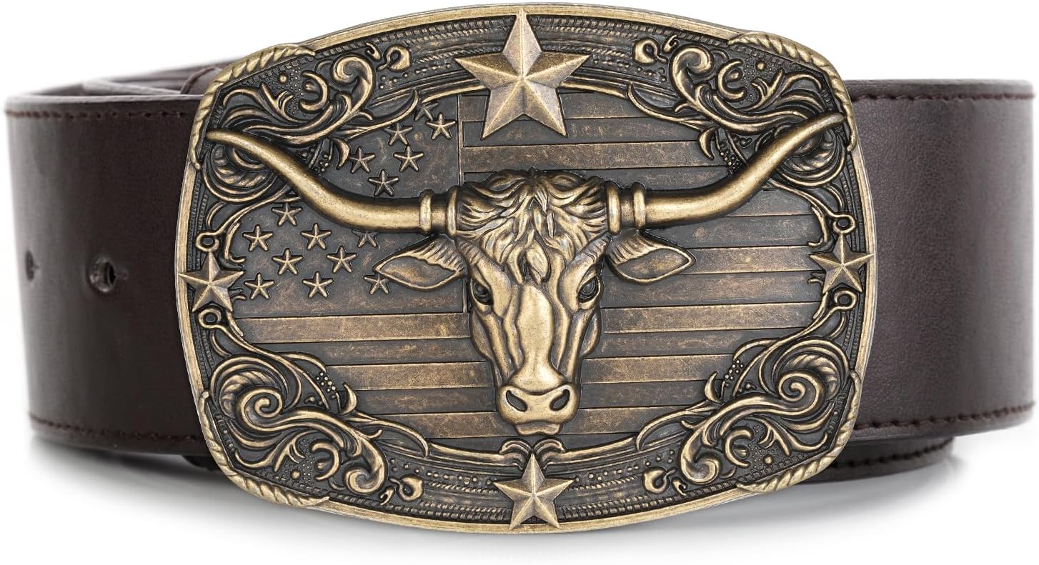 Cowboy Belt Buckle for Men Western Cowgirl Rodeo Longhorn Bull Belt Buckles - Image 3