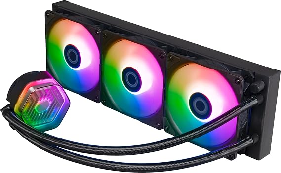 Cooler Master MasterLiquid Atmos 360 Black CPU Liquid Cooler - AIO Water Cooling System, Dual Chamber Pump, Pre-Installed Sickleflow 120 Edge Fans, Addressable Gen 2 RGB, LGA1700 & AM5 Brackets