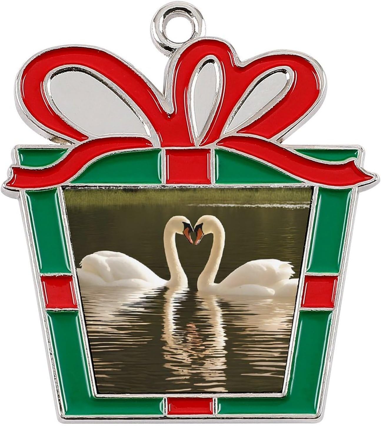 Christmas Ornaments Set, Non-Fade Festive Tree Hangers, Fireplace Mantel & Party Decorations with Hanging Rope, Elegant Holiday Home Decor Gift, Swan Green Leaves Alloy Christmas Pendant