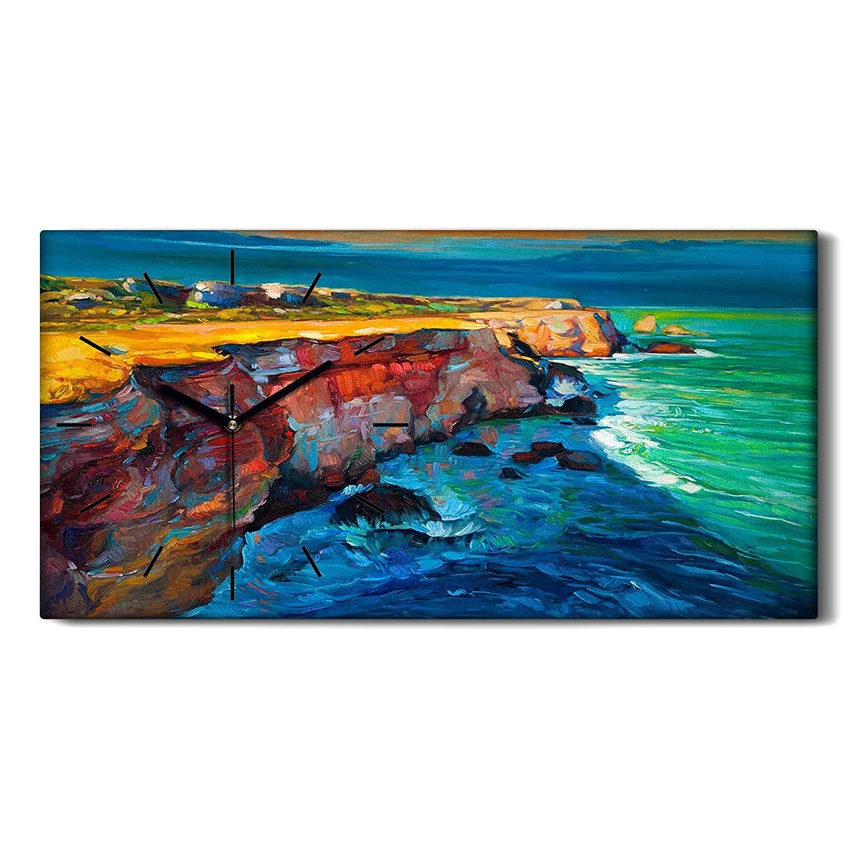 Horloge sur toile paysage marin 60x30cm pour une déco de chambre zen