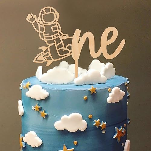 Miniatura 5 de Bandera de pastel de fiesta de cumpleaños One in A  Decoración de pastel de fiesta de primer cumpleaños  Bandera azul de bebé  Los mejores