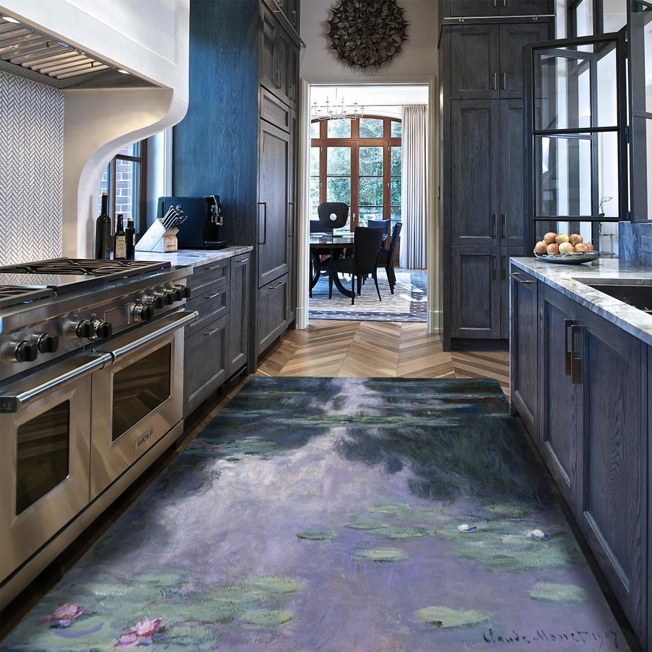 Tapis de salon Nymphéas de Monet pour grand séjour élégant et artistique