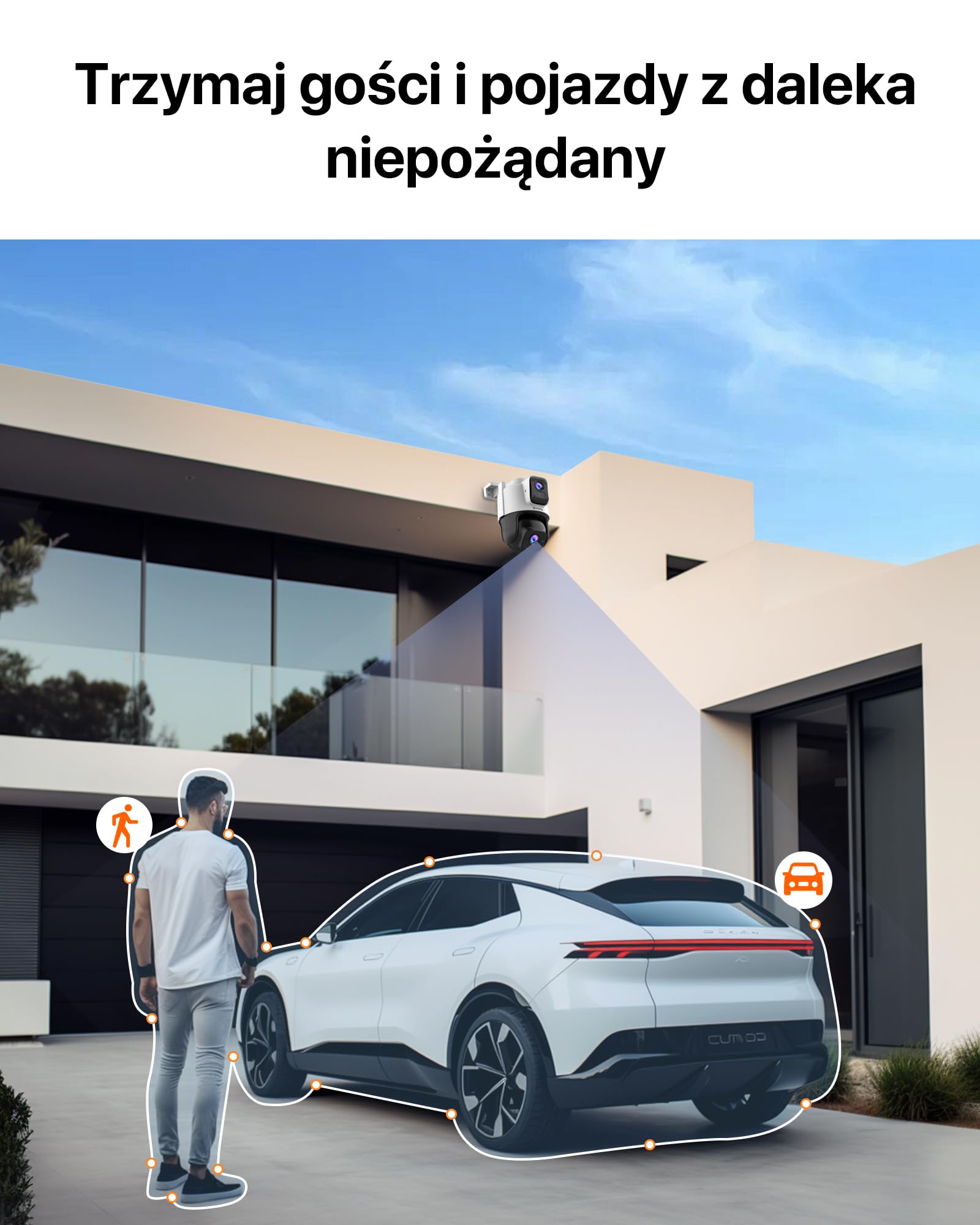 Tenda CH9 kamera do monitoringu zewnętrznego, 6 MP, podwójny obiektyw, zewnętrzna kamera monitorująca, IP66, bezpieczeństwa, automatyczne śledzenie, widoczność w nocy, 2 audio,