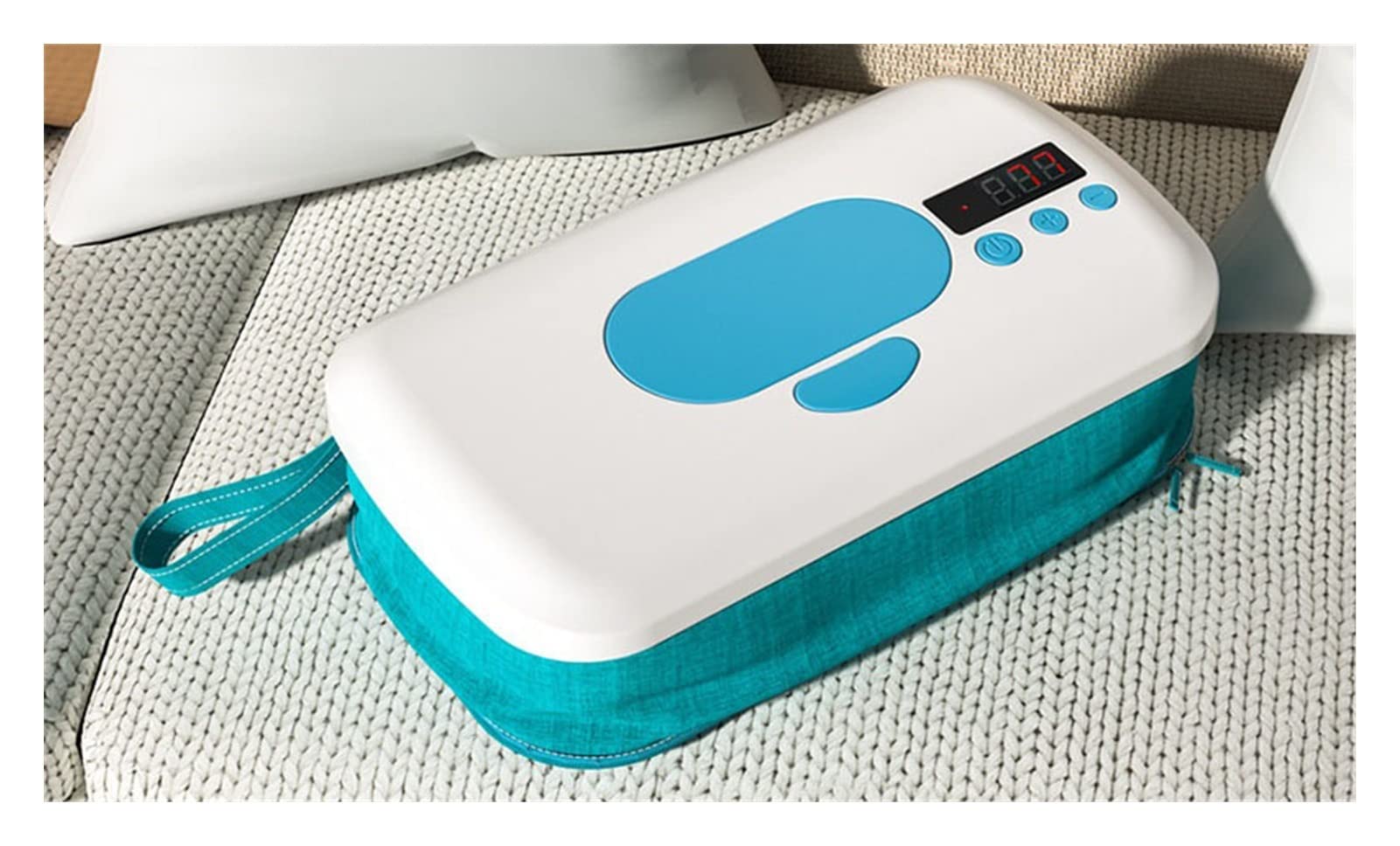 Bebé húmedo toallitas Calentador USB Toallitas húmedas portátiles Termostato Toallitas de Temperatura Ajustable Caja de Calentamiento Hogar (Color : Blue Without Battery)
