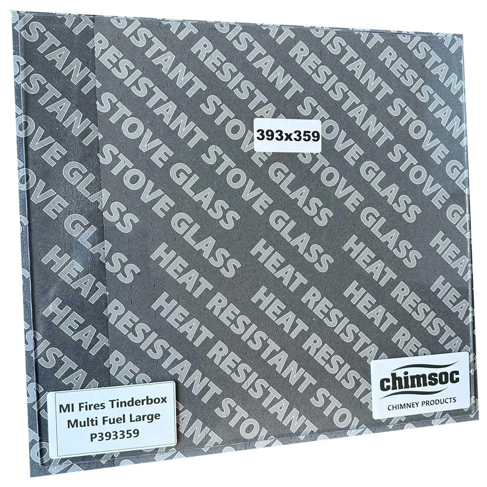 Chimsoc Clear Replacement Stove Glass - Mi Fires Tinderbox Multi Fuel Large (393Mm X 359Mm Rectangular)