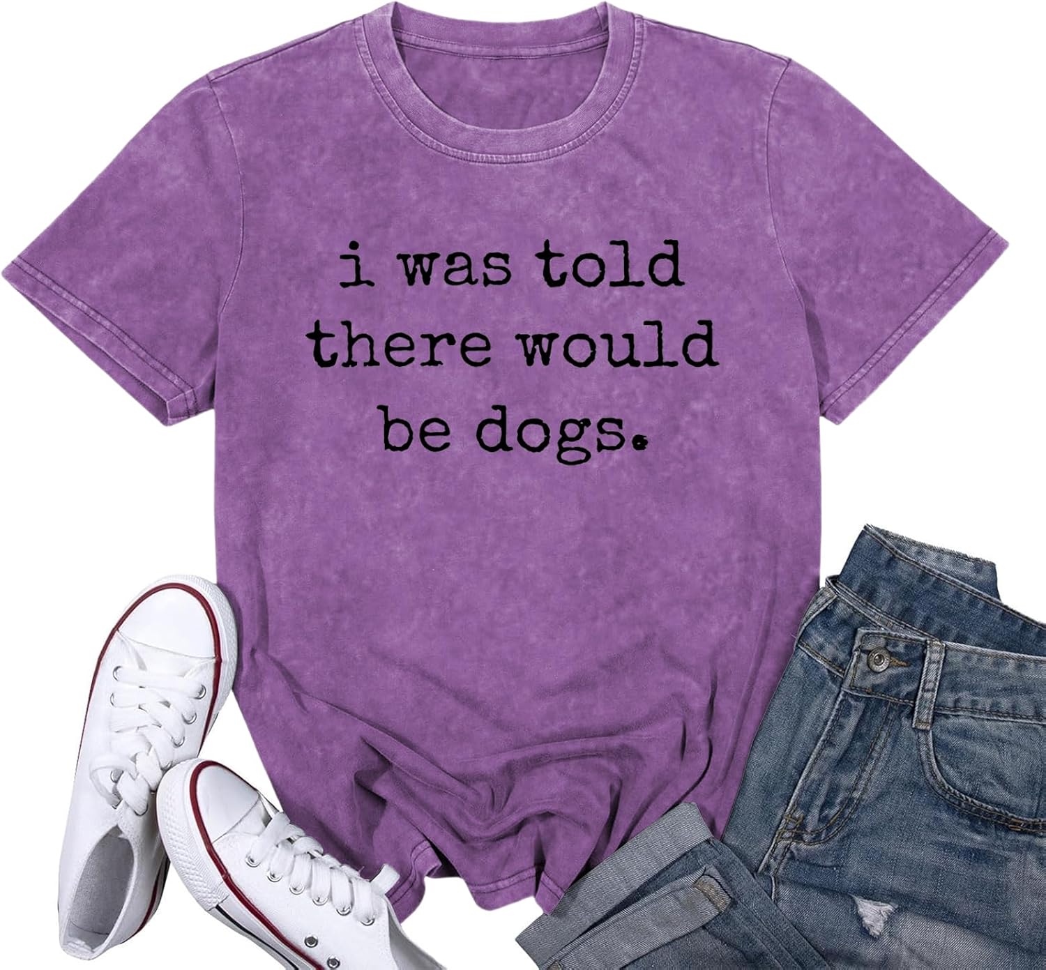 Dauocie Women's Washed Vintage Sorry I'm Late I Saw A Dog Print T Shirt Dog Lover Unisex Tees Tops