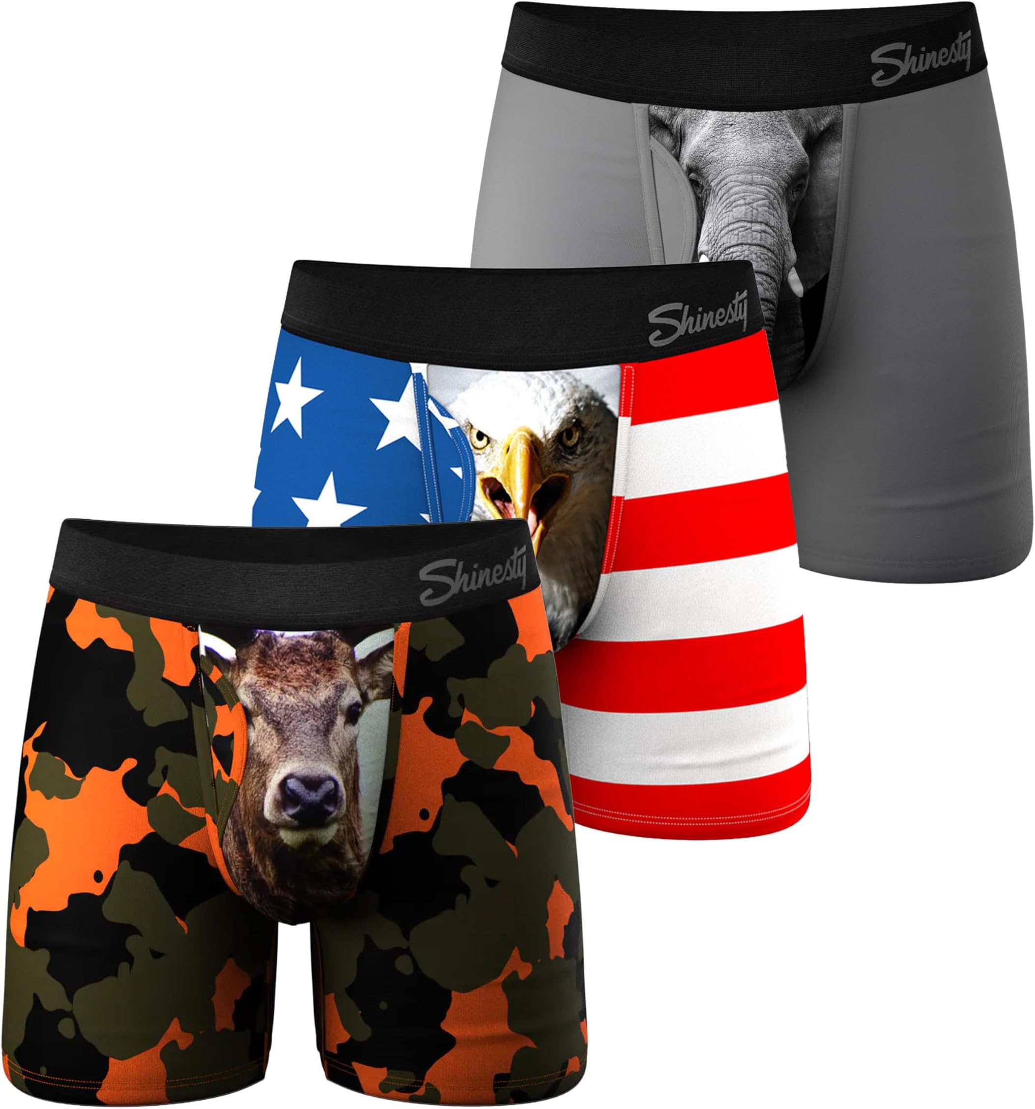 Boxer Briefs for Men Pack of 3 - Hammock Support Pouch Underwear for Men with Fly