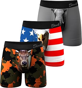 Shinesty Boxer Briefs for Men Pack of 3 - Hammock Support Pouch Underwear for Men with Fly