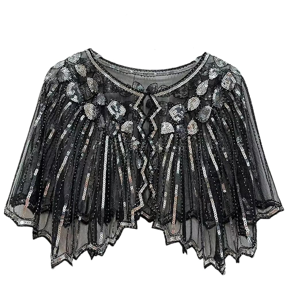 Viloree 1920s-pour Femme Cape Pailleté de Soirée Vintage Châle Art déco de Mariage Accessoires de Flapper Année 20