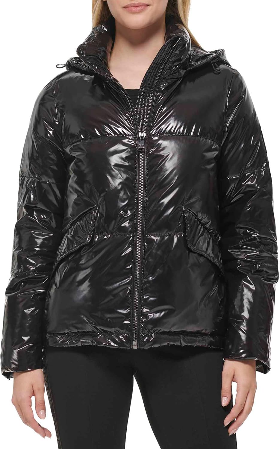 KARL LAGERFELD Women's Chevron Quilted Short Puffer - Image 2