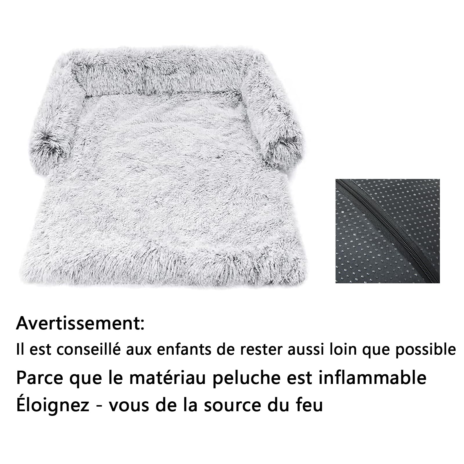 Hundebett Flauschig & Katzenkissen - Waschbares & Abnehmbares Haustierbett, Hundematte mit Reißverschluss, Rutschfester Unterseite, für große, mittelgroße & kleine Hunde (L:80 cm, Grau)