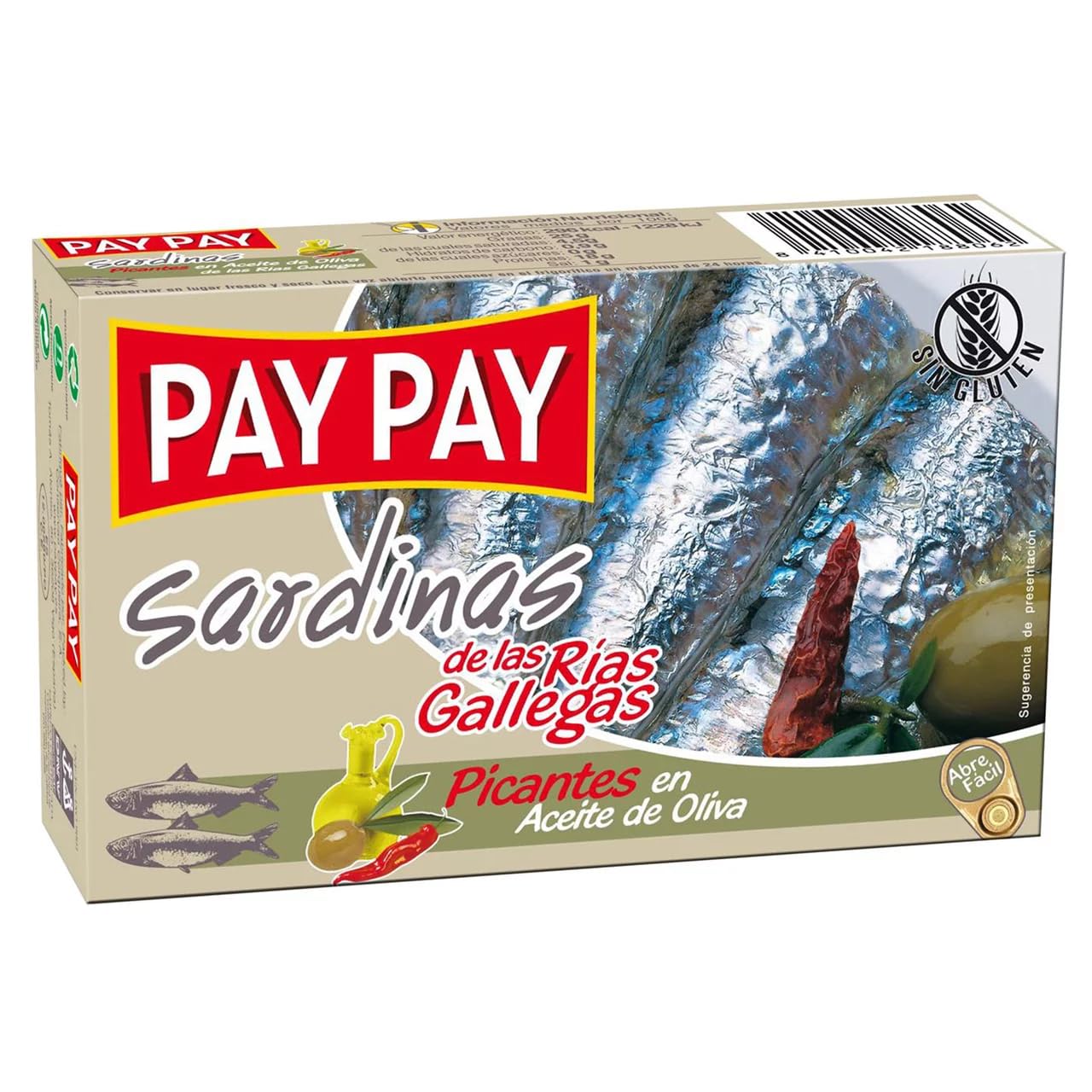 PAY PAY Scharfe Sardinen in Olivenöl Dose 88 g. 9er-Pack