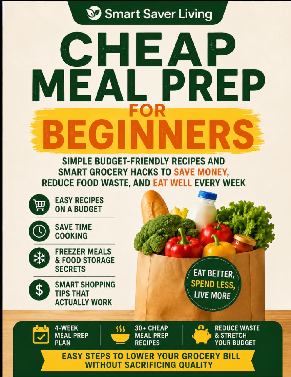 Cheap Meal Prep for Beginners: Simple Budget-Friendly Recipes and Smart Grocery Hacks to Save Money, Reduce Food Waste, and Eat Well Every Week (Smart Saver Living)