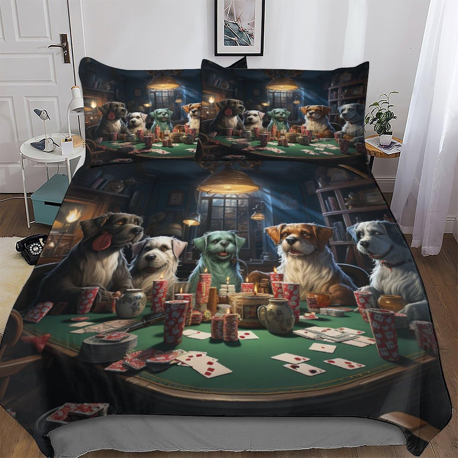 Cute Dog Duvet Cover 3D Bedding Set Soft Brushed Microfiber Comforter Cover with Zipper Closure Quilt Cover with Pillowcase for Kids Teenagers Adult 3 Pieces King (220x240cm)