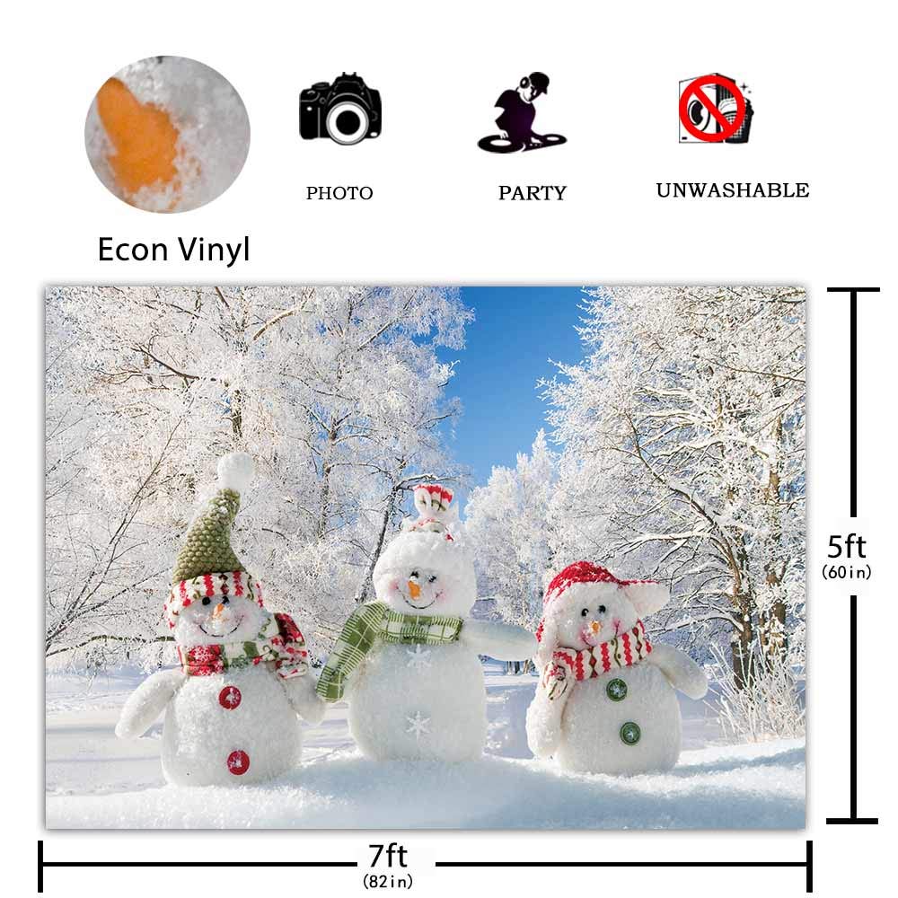 Amazon | Funnytree 冬 雪だるま 写真背景 白い雪の森の風景 木