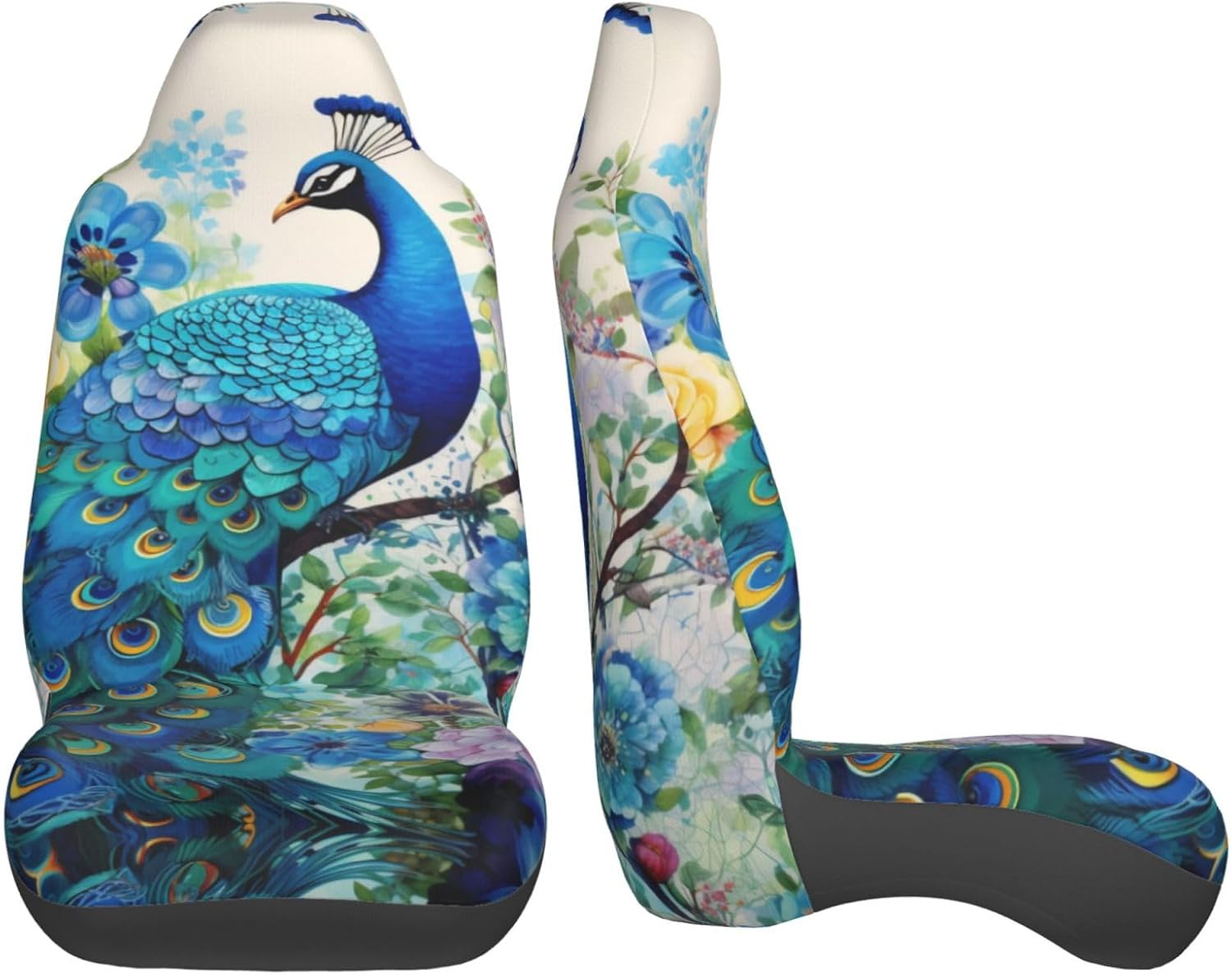 Universal Blue Peacock in Oil Printed car seat Covers are Suitable for Most Seats in Trucks, Vans, and Other Similar Vehicles.