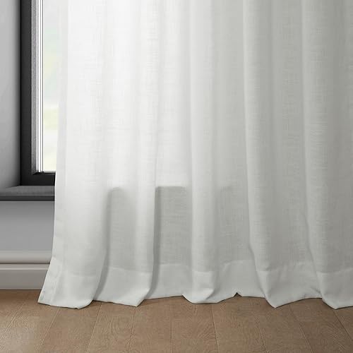 Miniatura 7 de HPD Half Price Drapes Cortinas clásicas de lino sintético semitransparentes para sala de estar (1 panel), filtrante de luz, 96 pulgadas de largo,