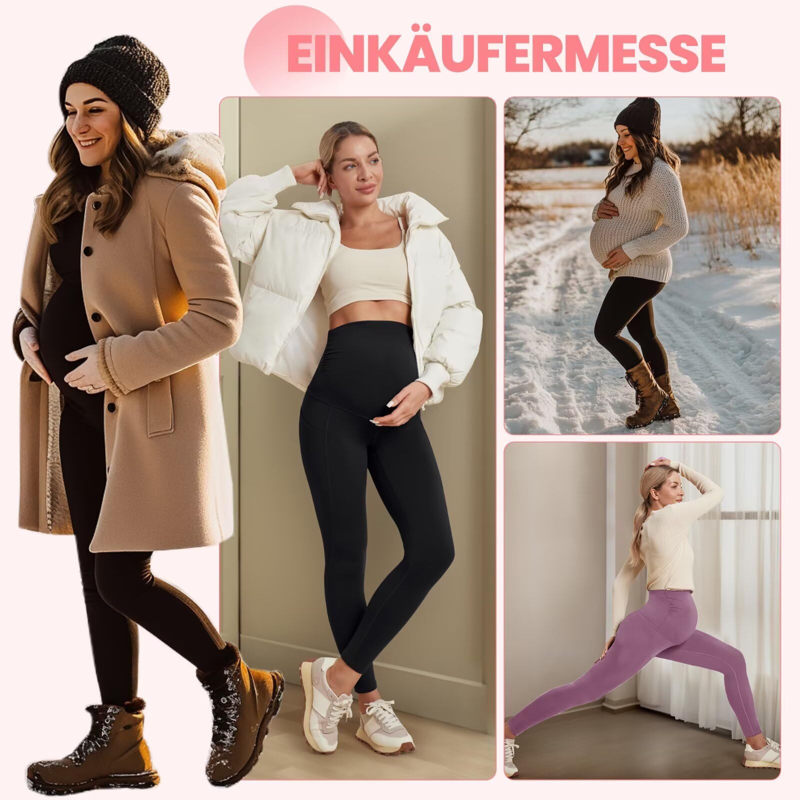 QGGQDD Thermo Umstandsleggings Damen High Waist Schwangerschaftsleggings Warme Leggings Schwangerschaft Winter für Zuhause Sport