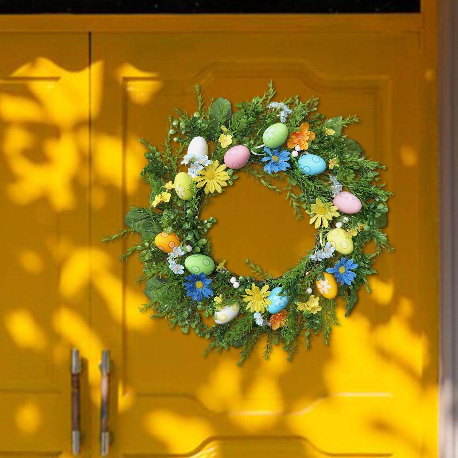 Ghirlanda Pasquale da 24 Pollici per La Porta D'ingresso con Uova, Ideale per Feste in Casa E All'aperto.