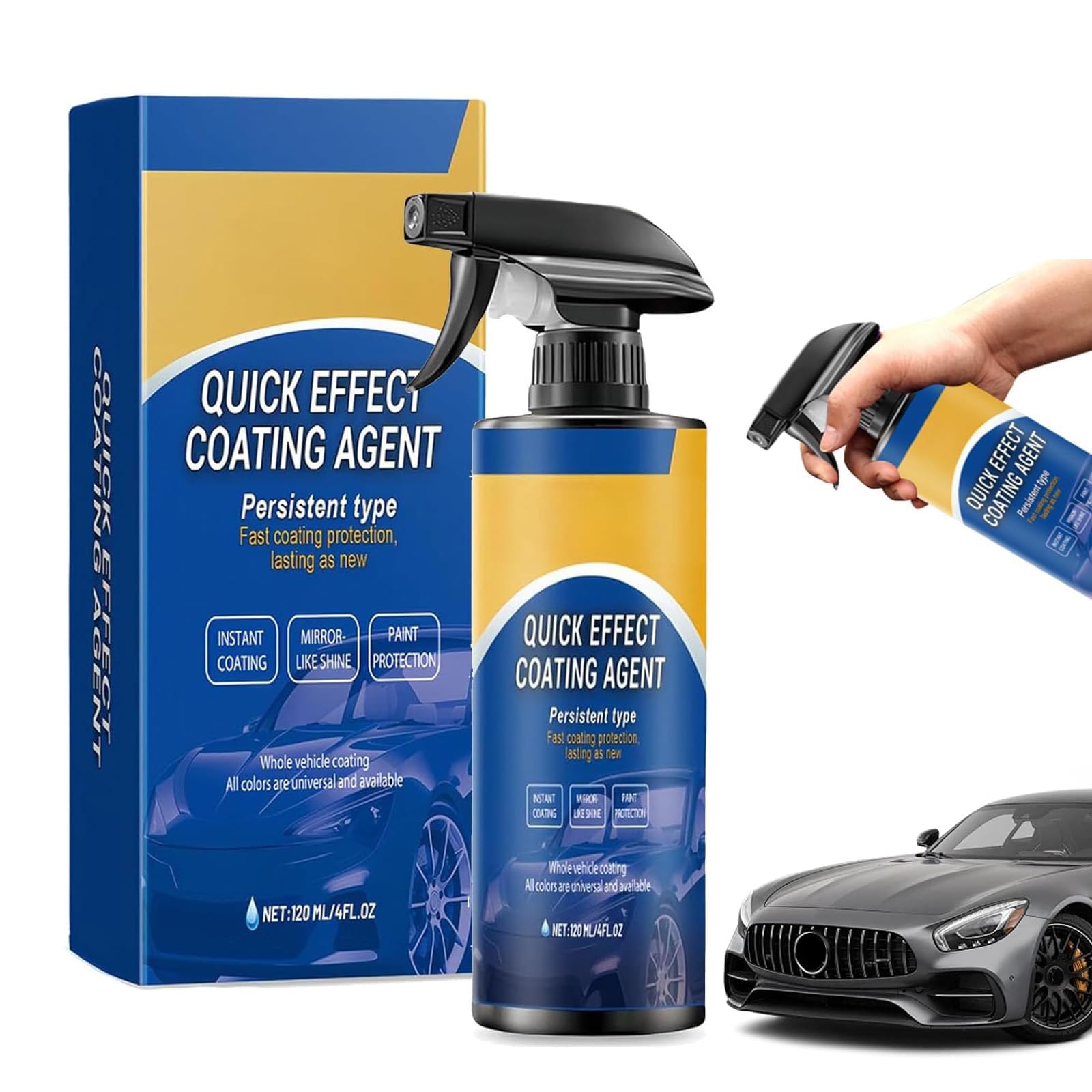 Advanced Car Quick-Acting Coating Agent Spray for Vehicles, Multifunctional Car Restore Spray,Oil Film Emulsion Glass Cleaner,Persistent Type Fast Coatin Protection Lasting as New（1PC）