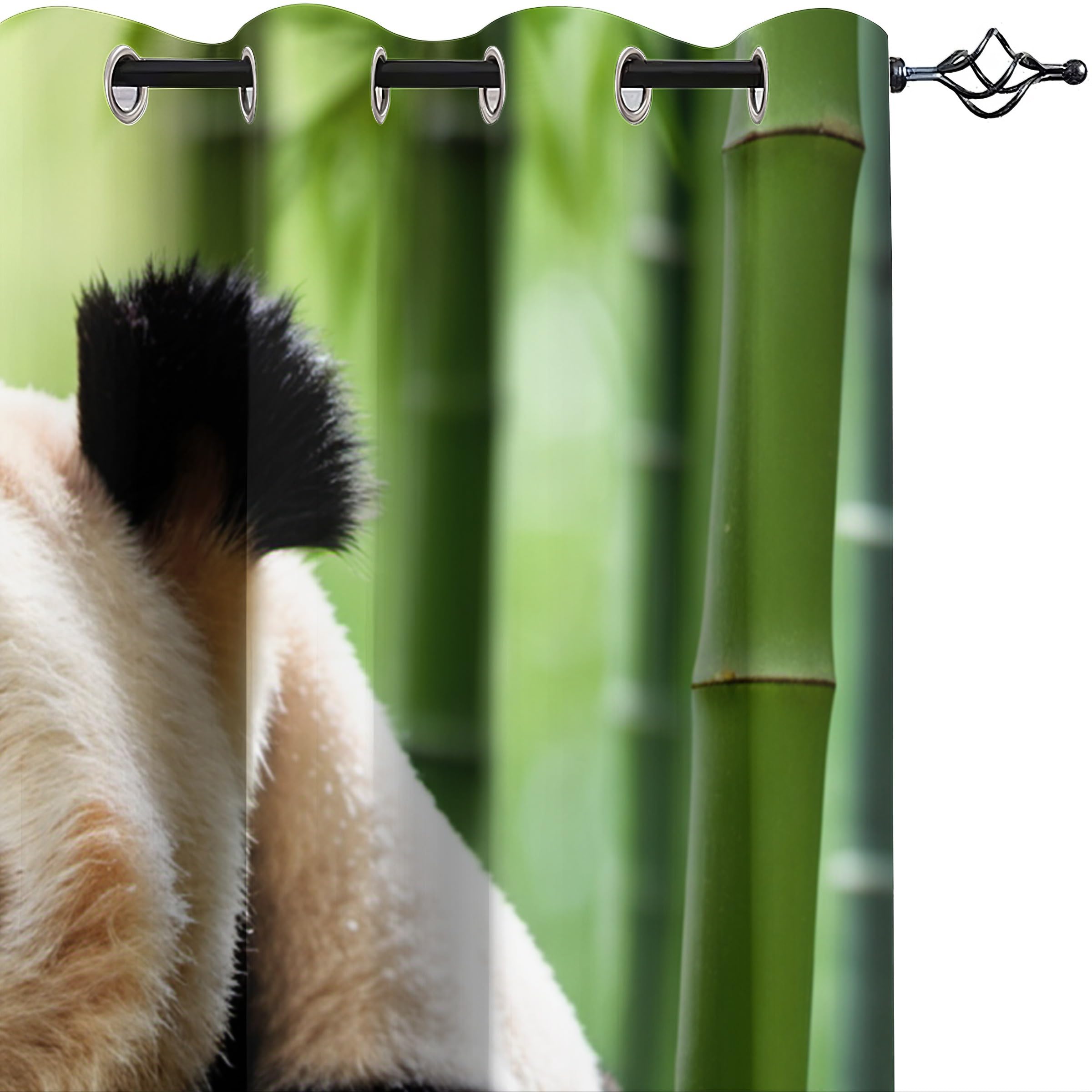 Rideaux Intérieurs Panda Forêt Bambous L70 x H160 CM 2 Panneaux Draperies Animal Occultant D'effet Thermique avec Oeillets Rideau pour Chambre à Coucher Cuisine Salon Salle Bain