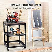 Vista 5 de VEVOR Soporte para cepilladora, cargas pesadas de 100 lbs / 45 kg, mesa de cepilladora de espesor ajustable en altura de tres marchas, con 4 ruedas