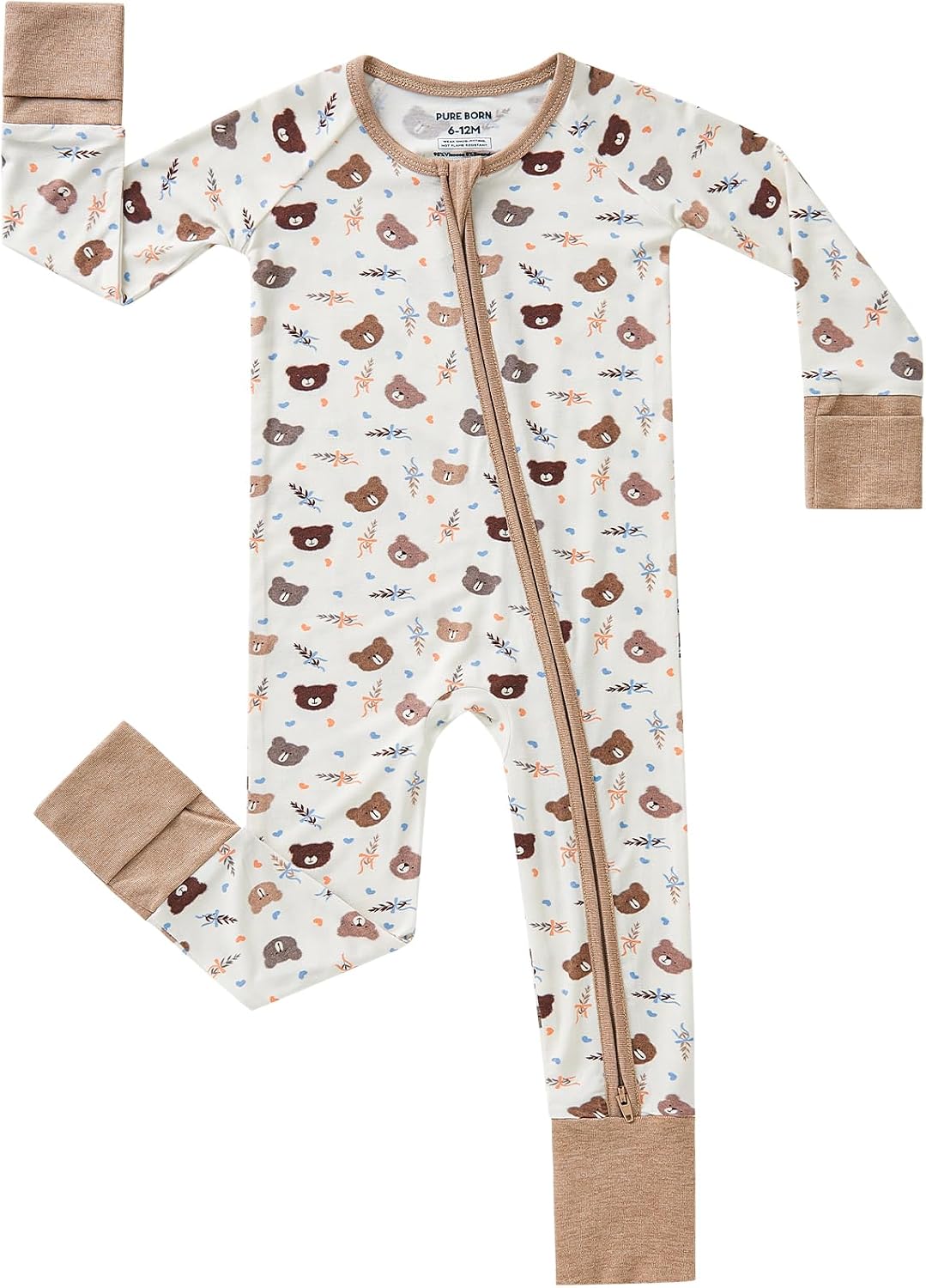 pureborn Baby Boys Girls Zipper Viscose from Bamboo Footies Sleeper Infant Pajamas 0-24 Months