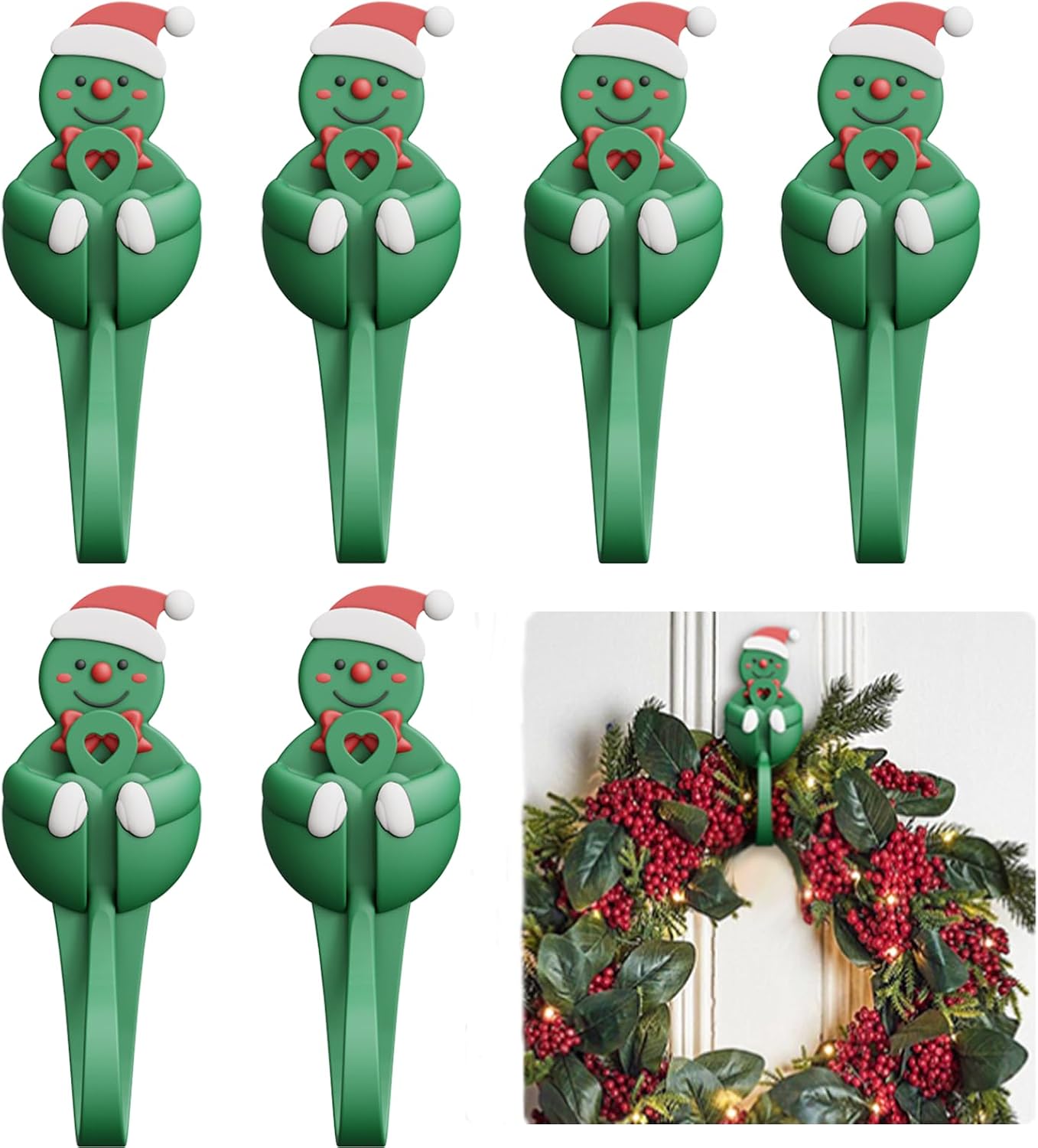 6 PCS Christmas Garland Hangers for Mantle Garland Hooks, Christmas Fireplace Stocking and Garland Hanger, Reusable Adhesive Wreath Hooks for Xmas Door Frame Staircase Decoration (White)