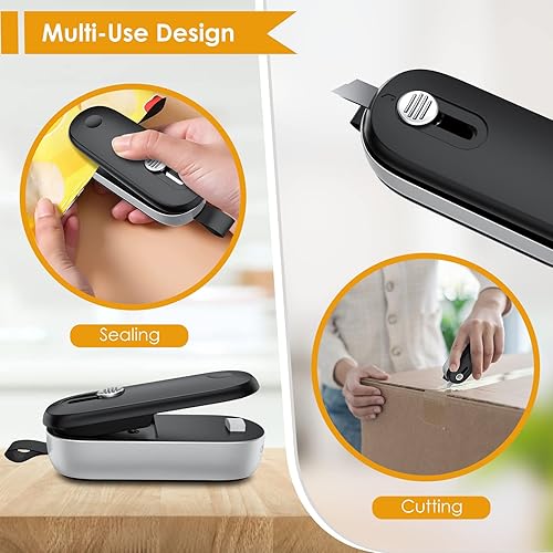 Miniatura 3 de FEPPO Mini sellador de bolsas, sellador térmico de bolsas 2 en 1 con cortador, sellador al vacío portátil, máquina de resellar bolsas de mano con
