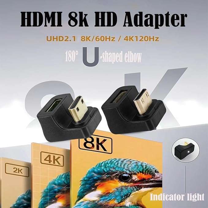 Adaptador Mini HDMI U-Shaped 180° 8K 2 Unidades miniatura 4