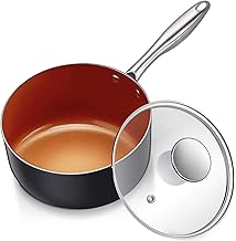 MICHELANGELO Nonstick Sauce Pan 2 Quart, Ultra Nonstick Copper Sauce Pot 2 Qt, Nonstick Sauce Pan with Lid, Small Ceramic ...