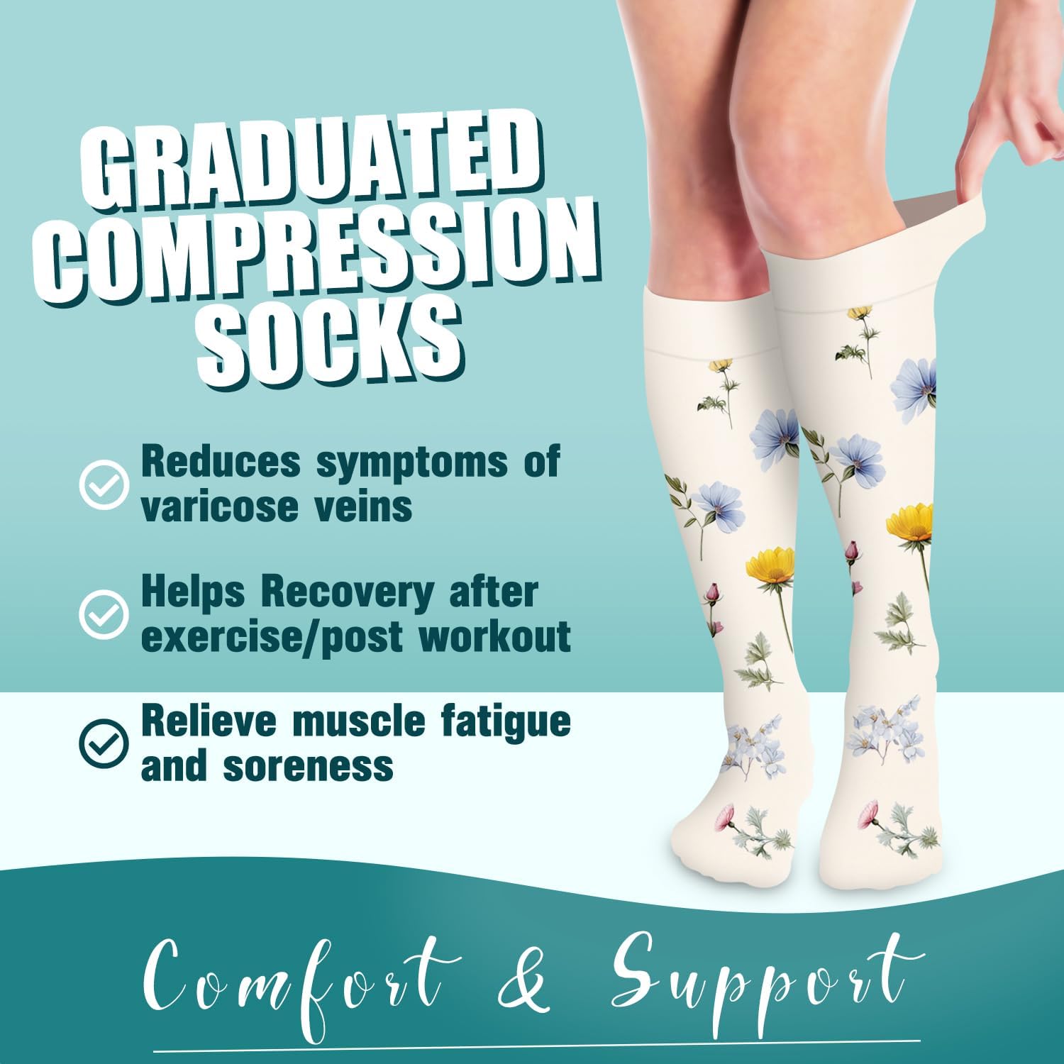 COOLOVER Compression Socks for Women and Men - Best for Circulation, Running, Athletic, Recover, Nurse, Travel - Image 2
