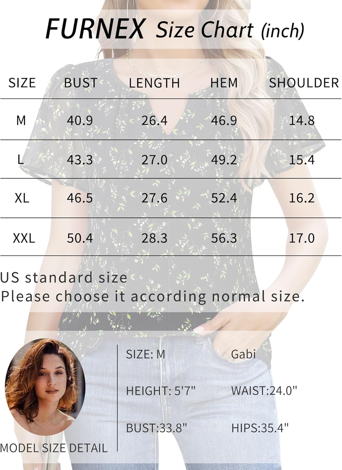 Furnex Women's Short Sleeve Floral Tops Double Layers Chiffon Blouses Office Work Shirts - Image 6