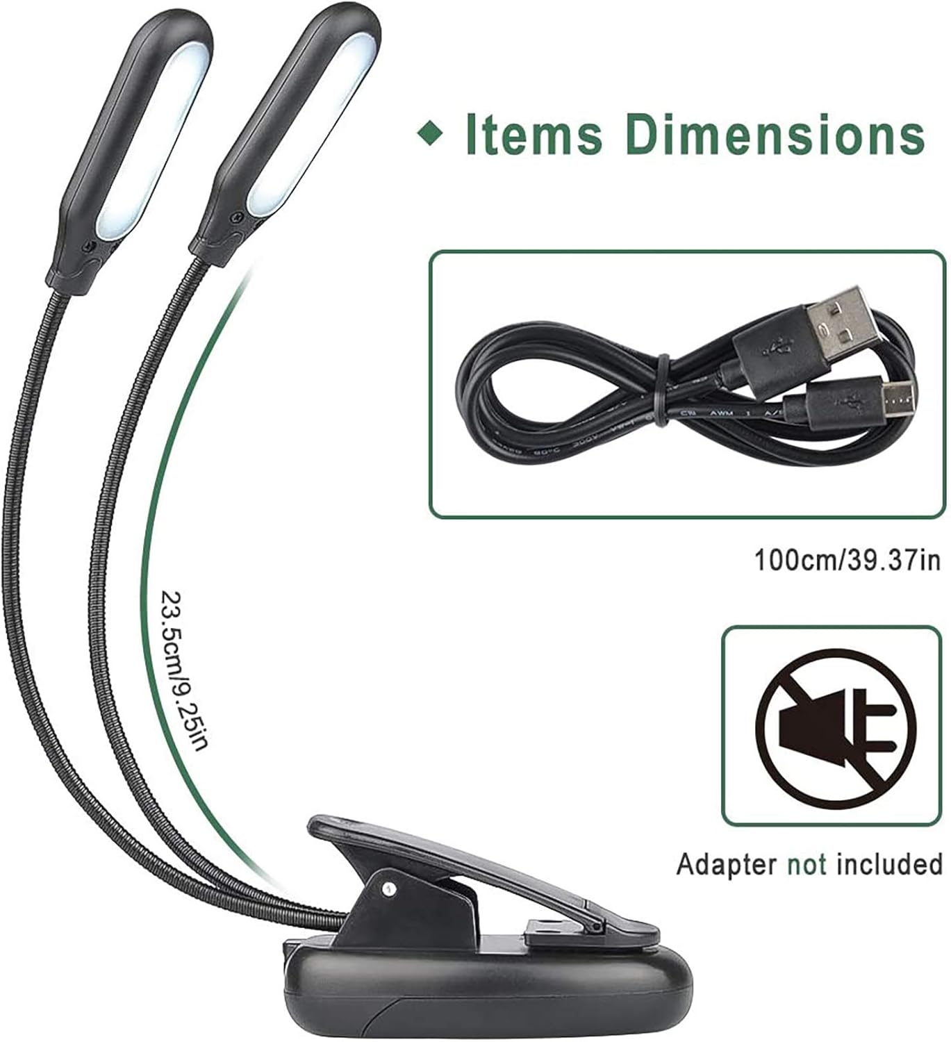 GLORIOUS-LITE 10 LED Book Light, Reading Lights with Warm/White/Natural Light, Clip on, Portable Music Stand Light, Lightweight&Eye Caring, AAA Batteries Operated for Bookworms(NOT Rechargeable) - - 