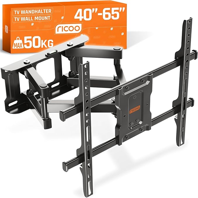 RICOO Soporte TV Pared 32-65"" Pulgadas (81-165cm) S7244 Brazo articulado Giratorio Inclinable Colgador televisión Universal VESA 200x200-400x400 Negro