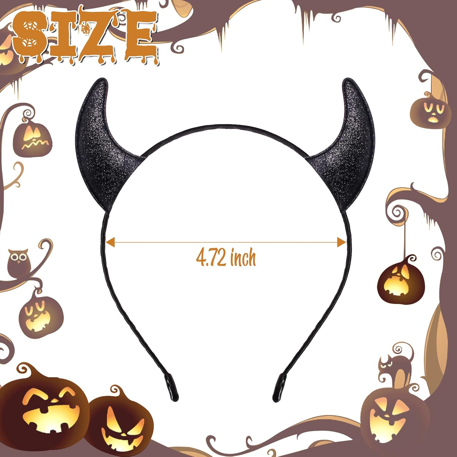 Devil Horns Headband for Women Men,Glitter Red Devils Horns Headband,Halloween Devil Costume Accessories Cosplay - Image 3