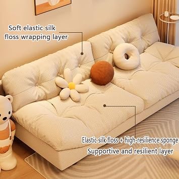 Modular Sectional Sofa Couches Couch with Faux Leather Cushion Seat Modular Sofa Memory Foam Sectional Couches for Living Room Cloud Couch with Back Support Recliner Sleeper Sofa Easy Assembly