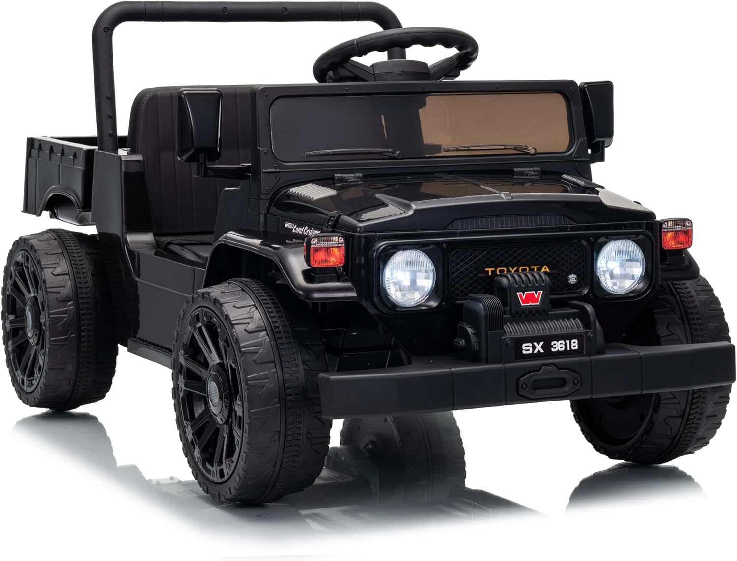 sopbost 24V Ride On Toys with Electric Dump Bed, Licensed Toyota Classic Land Cruiser Ride On Dump Truck for Kids 3-5 Years with Remote Control, Electric Car for Toddlers, Black