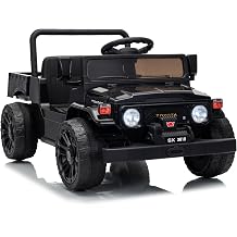 sopbost 24V Ride On Toys with Electric Dump Bed, Licensed Toyota Classic Land Cruiser Ride On Dump Truck for Kids 3-5 Years with Remote Control, Electric Car for Toddlers, Black