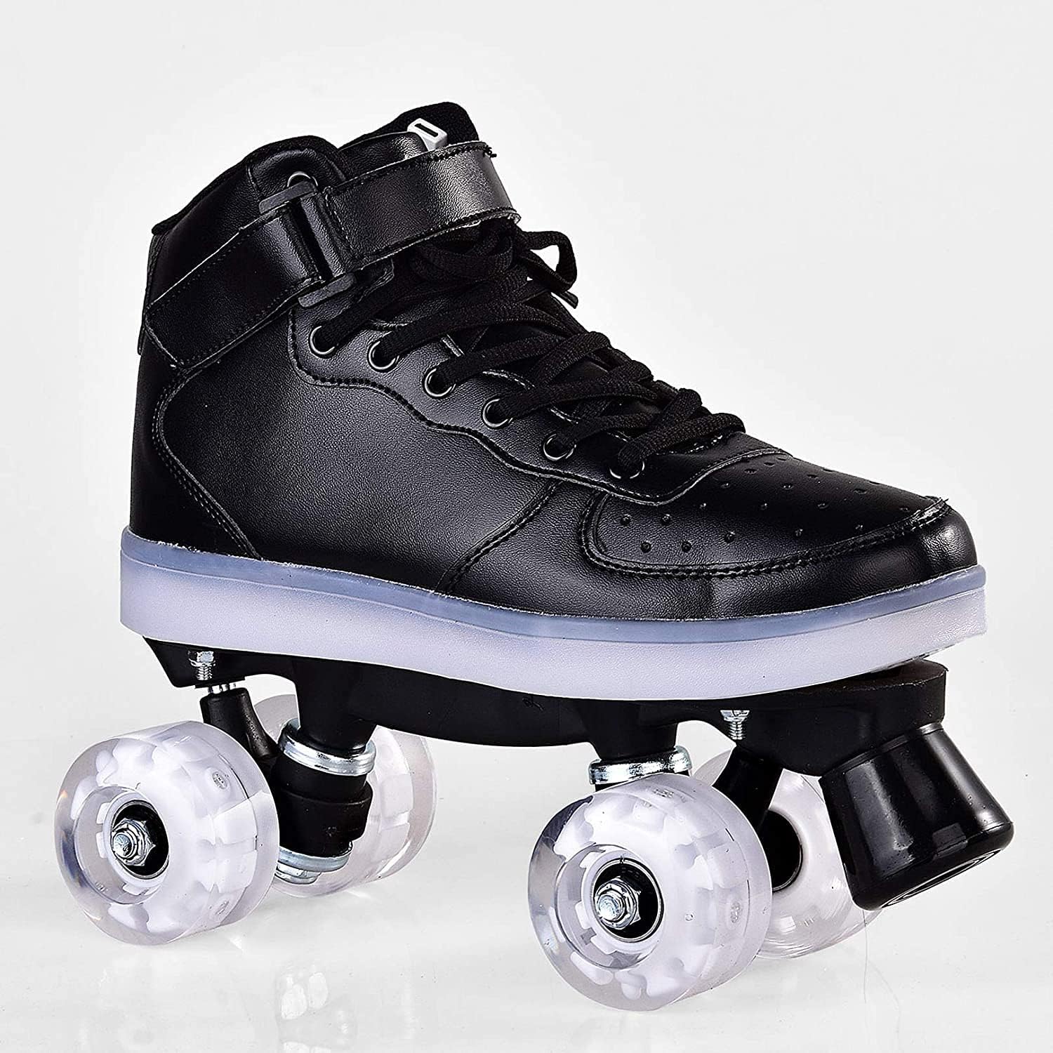 Roller Skates, 4 Wheels PU Upper Shiny Skating Shoes for Girls, Boys,Adults,Kids and Beginners Birthday Gift,4/35 Silver