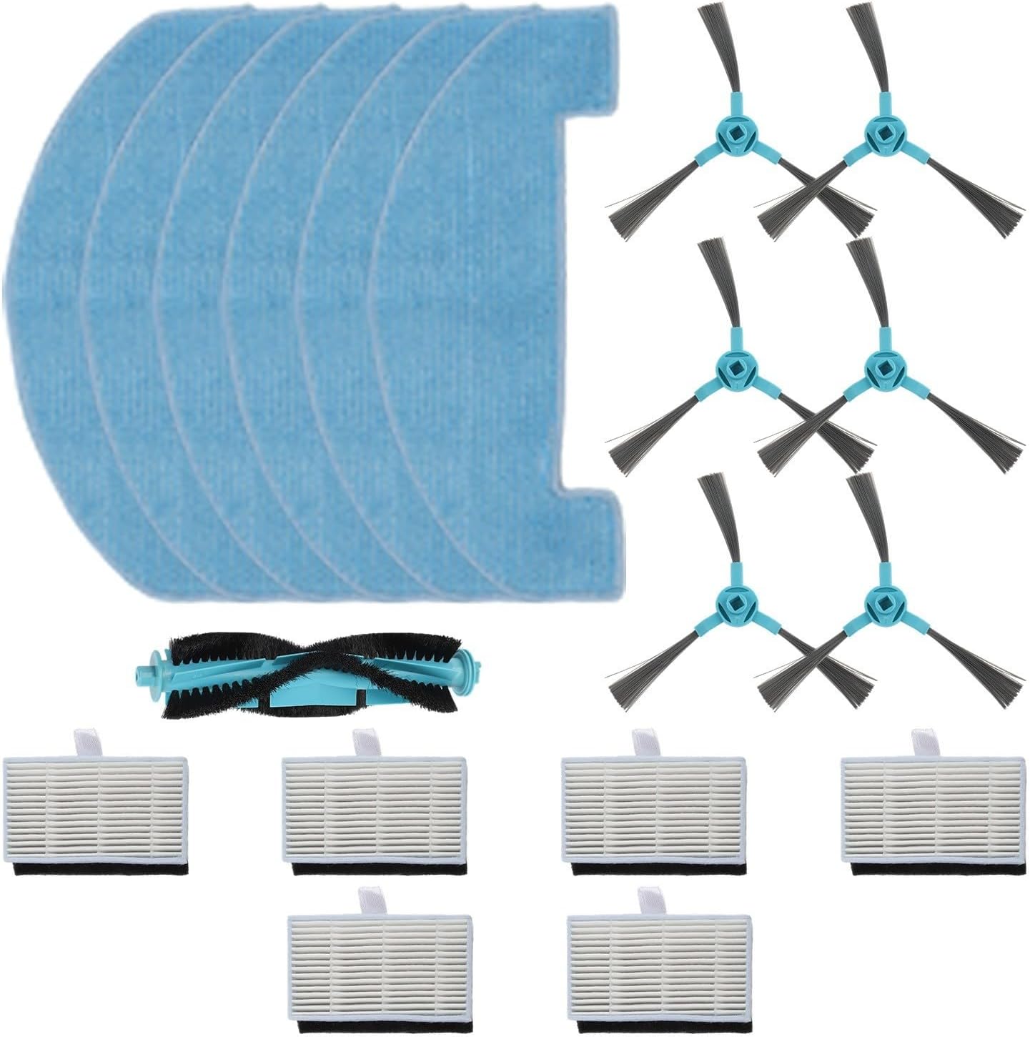 Lubluelu L15 main roller brush, side brushes, filters, and mop cloths for installation